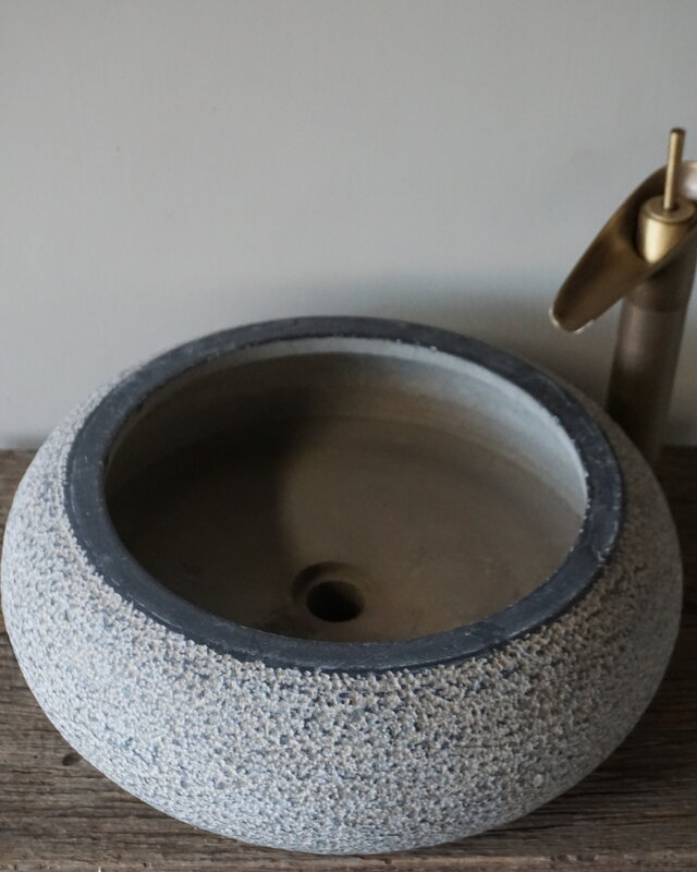Be-Uniq Rustieke Ronde Waskom | Grijs | H17 x D47 cm
