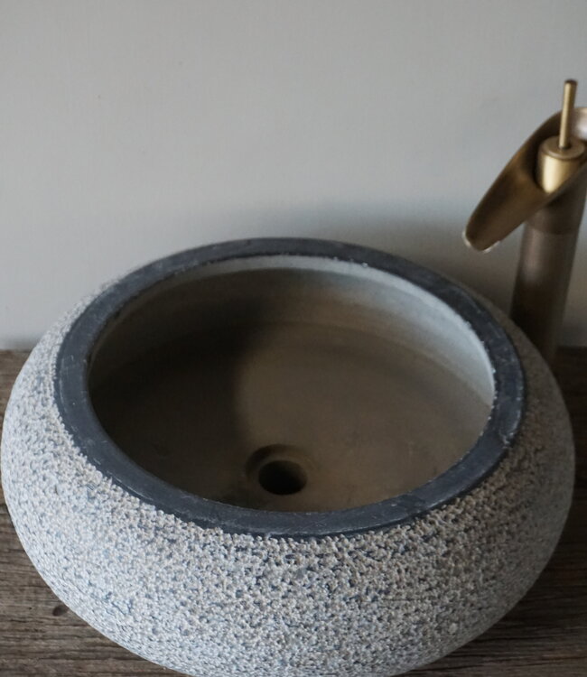 Be-Uniq Rustieke Ronde Waskom | Grijs | H17 x D47 cm