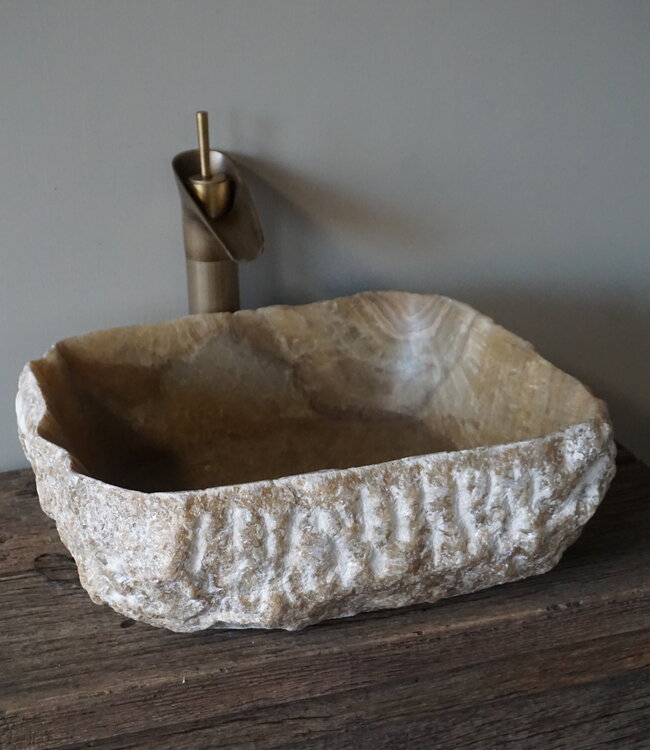 Be-Uniq Waskom | Marmer/Onyx | Beige | H15 x B42 x D42 cm