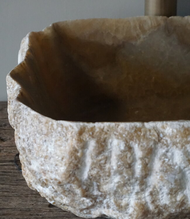 Be-Uniq Waskom | Marmer/Onyx | Beige | H15 x B42 x D42 cm