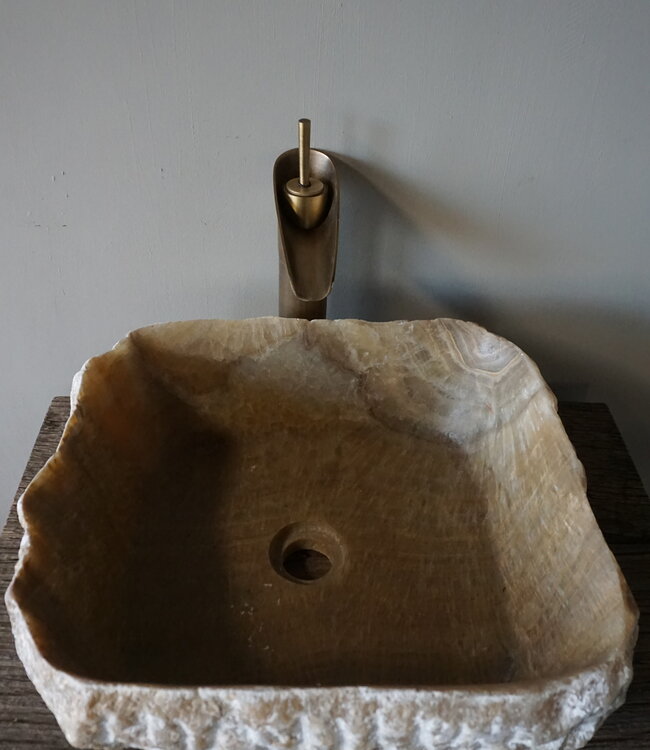 Be-Uniq Waskom | Marmer/Onyx | Beige | H15 x B42 x D42 cm