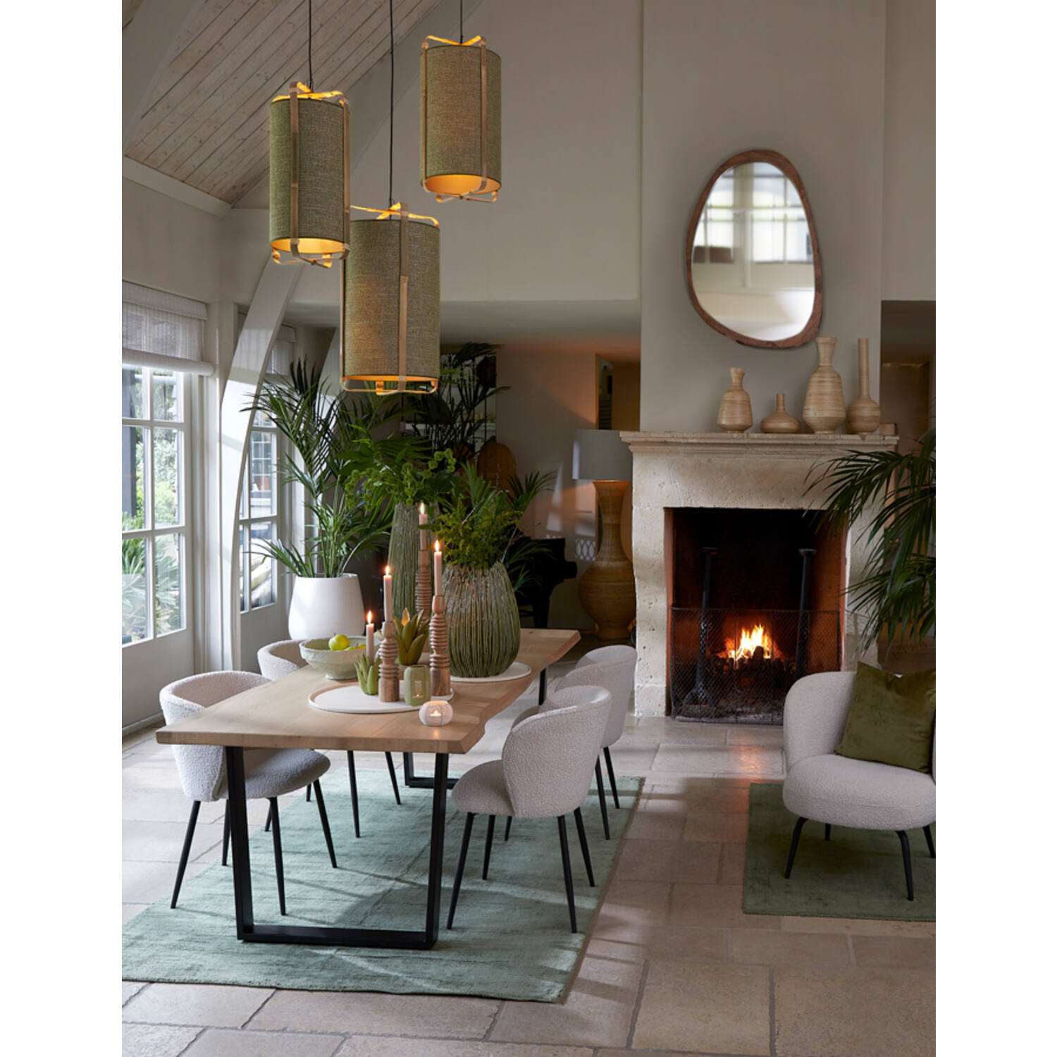 Light&Living Hanglamp Sendai | Bamboe | Groen | H66 x Ø37 cm
