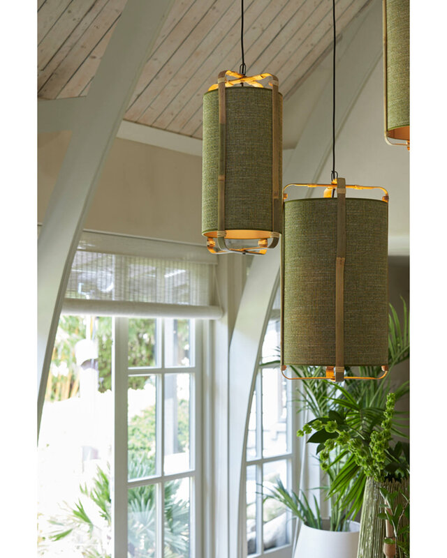 Light&Living Hanglamp Sendai | Bamboe | Groen | H66 x Ø37 cm
