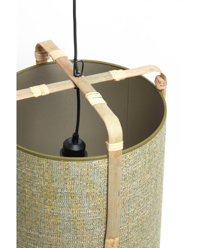 Light&Living Hanglamp Sendai | Bamboe | Groen | H66 x Ø37 cm
