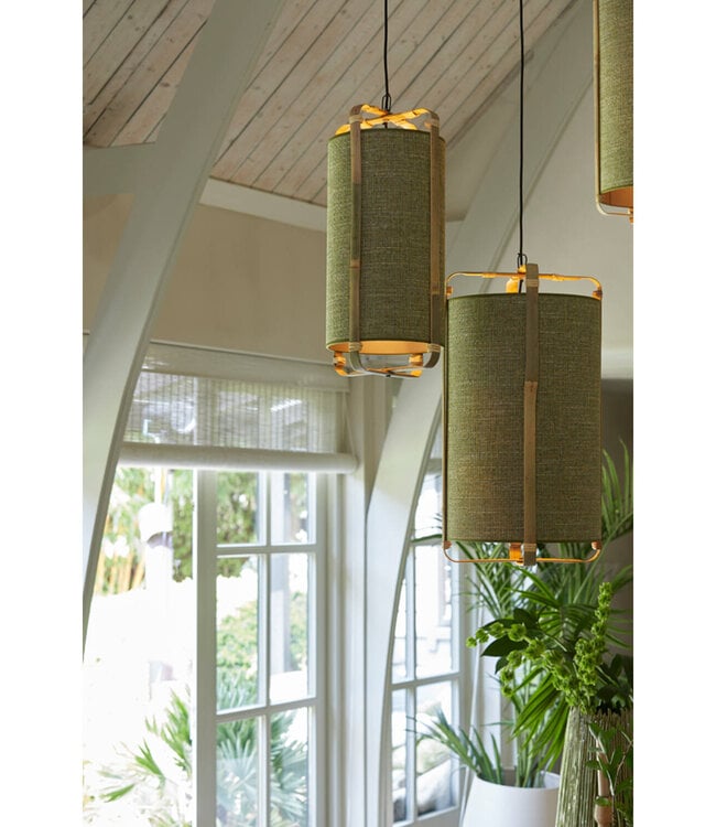 Light&Living Hanglamp Sendai | Bamboe | Groen | H70 x Ø42 cm