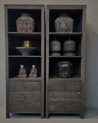 Luksa Home Collection Vakkenkast Lane | Antique Grey | H190xB65xD50 cm