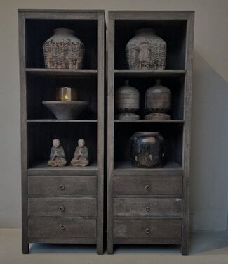 Luksa Home Collection Vakkenkast Lane | Antique Grey | H190xB65xD50 cm