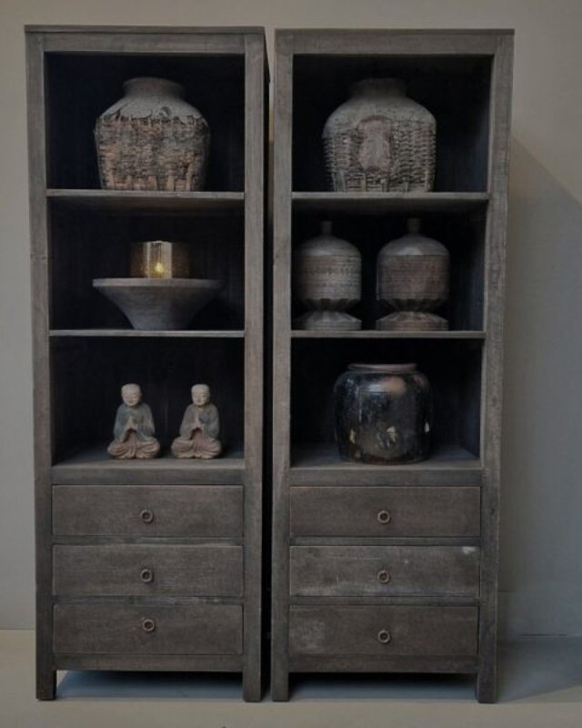 Luksa Home Collection Vakkenkast Lane | Antique Grey | H190xB65xD50 cm