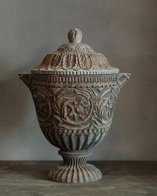 Luksa Home Collection Houtgesneden-Pot Met Deksel Amin | H35xB27xD20 cm