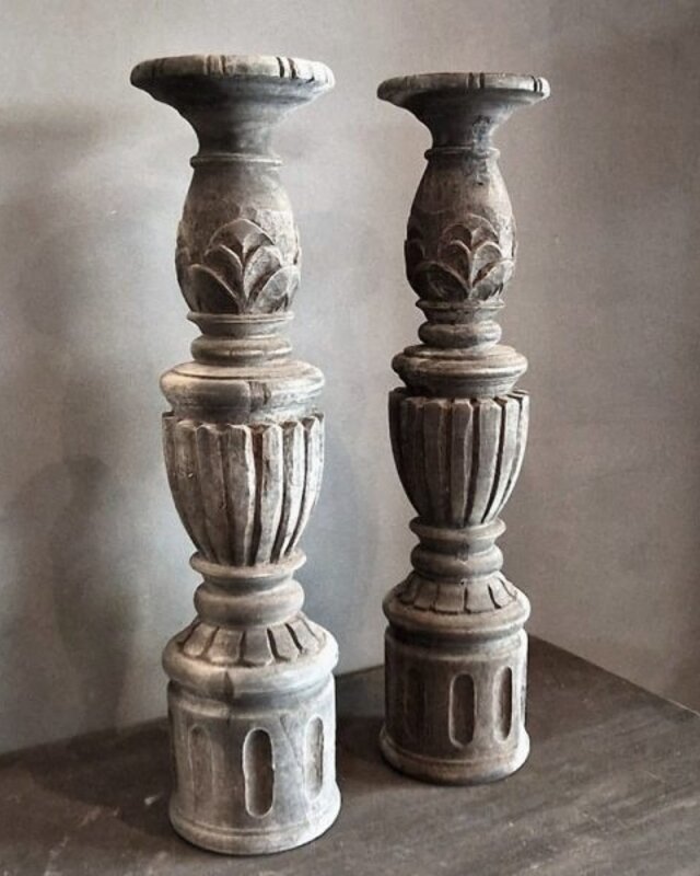 Luksa Home Collection Kandelaar Intan | Antique Grey | H50 x Ø12 cm