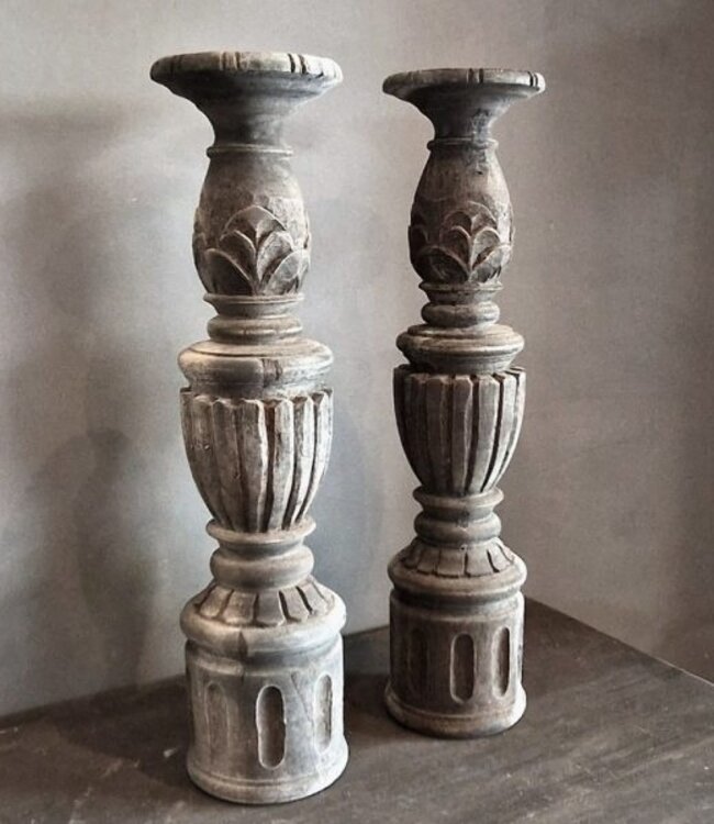 Luksa Home Collection Kandelaar Intan | Antique Grey | H50 x Ø12 cm