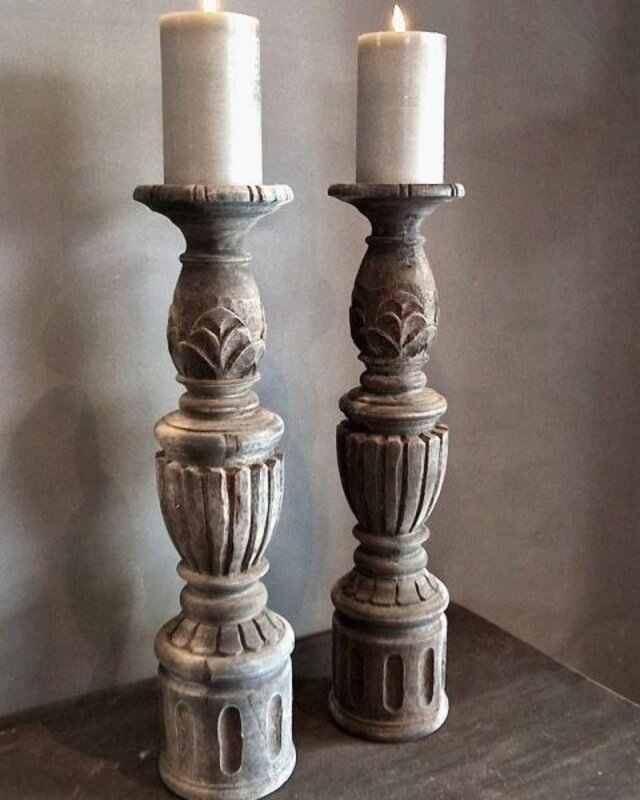 Luksa Home Collection Kandelaar Intan | Antique Grey | H50 x Ø12 cm