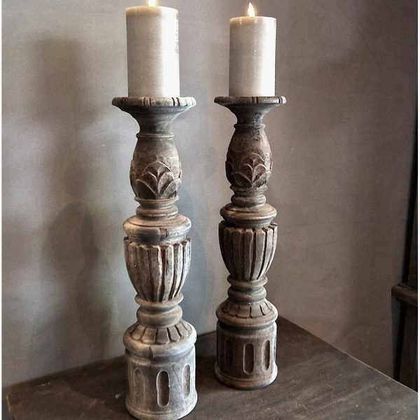 Luksa Home Collection Kandelaar Intan | Antique Grey | H50 x Ø12 cm