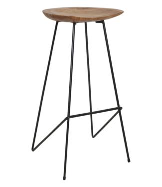 Raw Materials Amsterdam Loft teak wooden bar stool natural - 41x42x77 cm