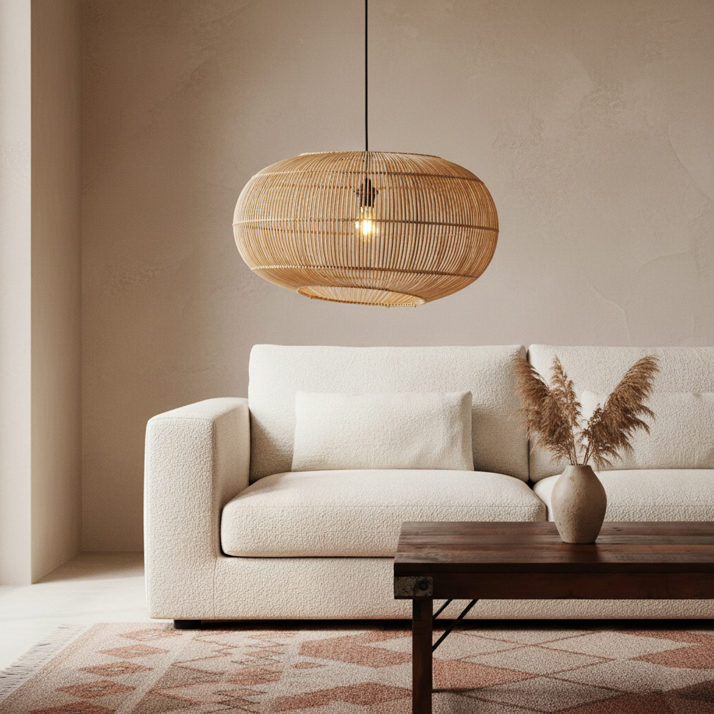 Raw Materials Amsterdam Hanglamp Luna | Rotan | D62 x H37 cm