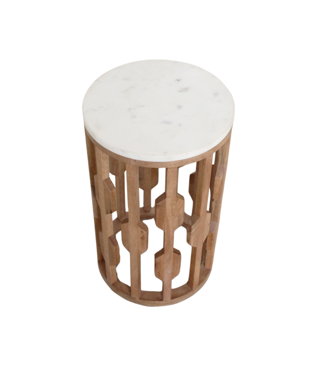 Raw Materials Amsterdam Bijzettafel Atjeh | Marmer | Wit | H50 x D40 cm