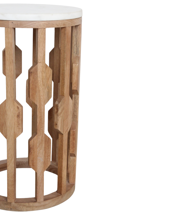 Raw Materials Amsterdam Bijzettafel Atjeh | Marmer | Wit | H50 x D40 cm