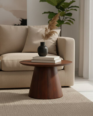 Raw Materials Amsterdam Bullnose Bijzettafel | Cone | Mangohout | H48 x D55 cm