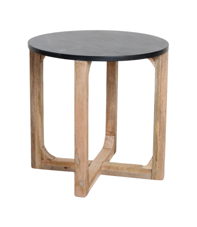 Raw Materials Amsterdam Bijzettafel | Marmer | Rond | Zwart | H50 x D40 cm