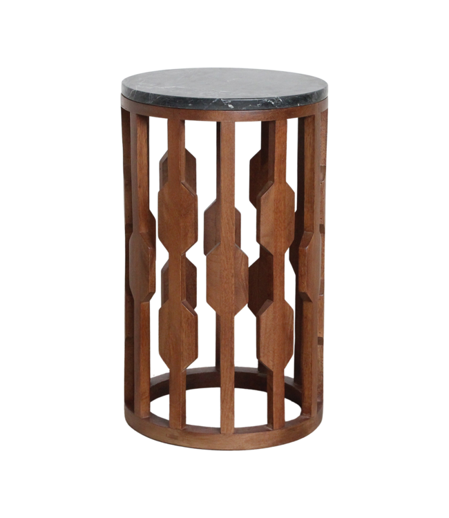 Raw Materials Amsterdam Bijzettafel Lampung | Marmer | Zwart | H50 x D40 cm