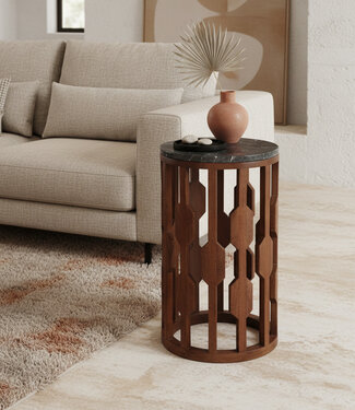 Raw Materials Amsterdam Bijzettafel Lampung | Marmer | Zwart | H50 x D40 cm