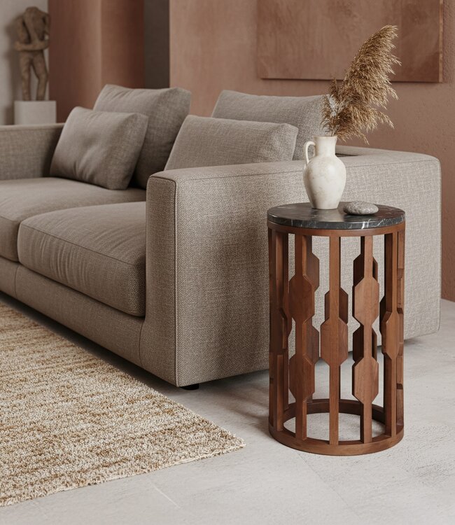 Raw Materials Amsterdam Bijzettafel Lampung | Marmer | Zwart | H50 x D40 cm