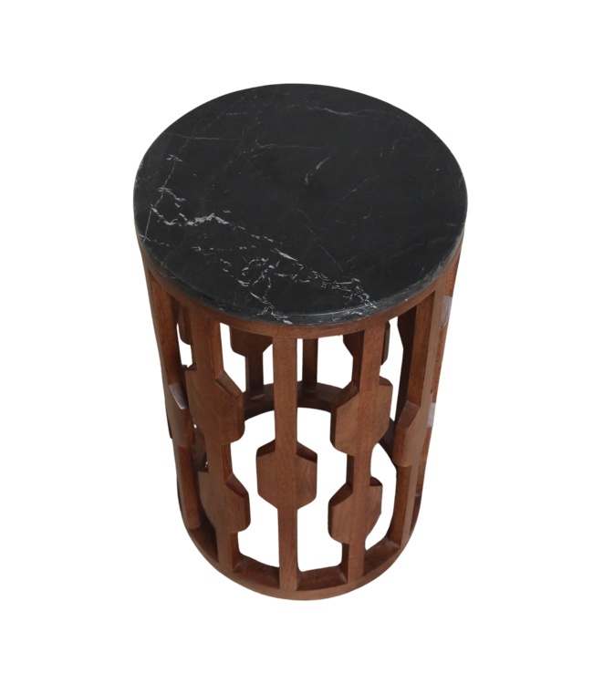 Raw Materials Amsterdam Bijzettafel Lampung | Marmer | Zwart | H50 x D40 cm