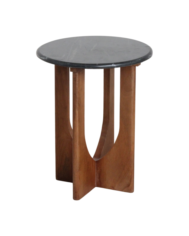 Raw Materials Amsterdam Bijzettafel Brunei | Marmer | Zwart | H50 x D40 cm