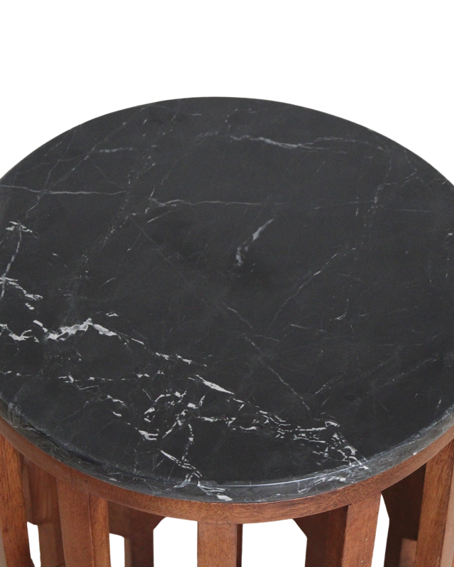 Raw Materials Amsterdam Bijzettafel Lampung | Marmer | Zwart | H50 x D40 cm