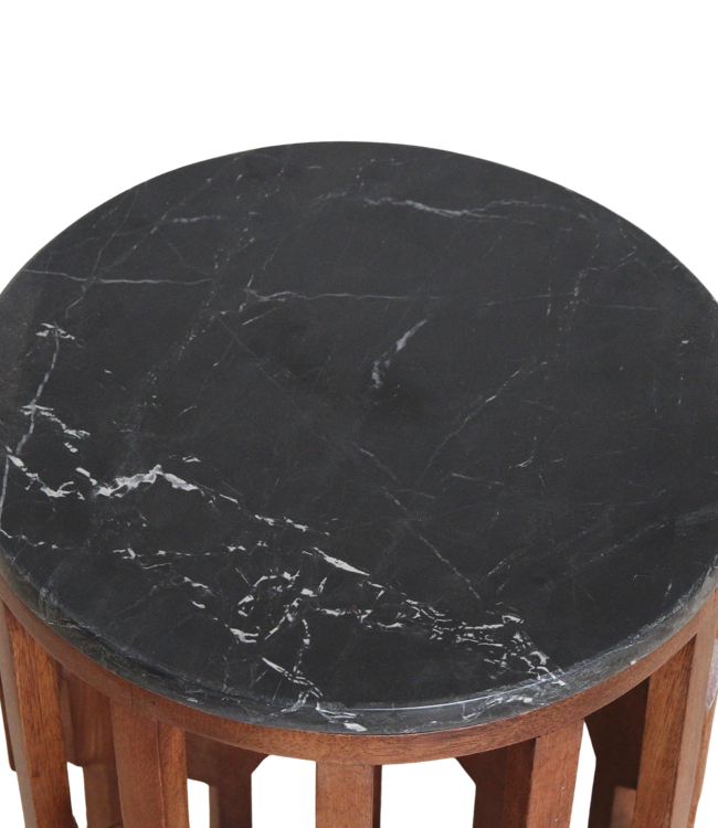 Raw Materials Amsterdam Bijzettafel Lampung | Marmer | Zwart | H50 x D40 cm