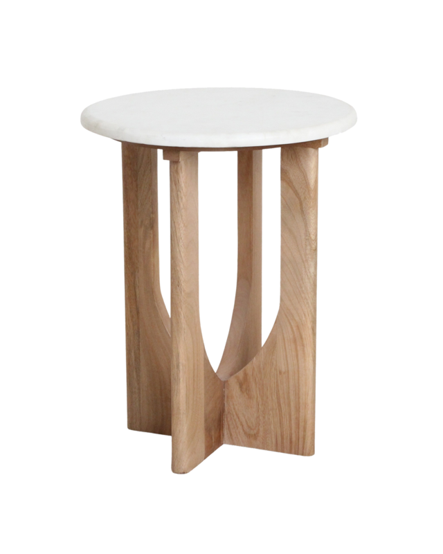 Raw Materials Amsterdam Bijzettafel Kuching | Marmer | Wit | H50 x D40 cm
