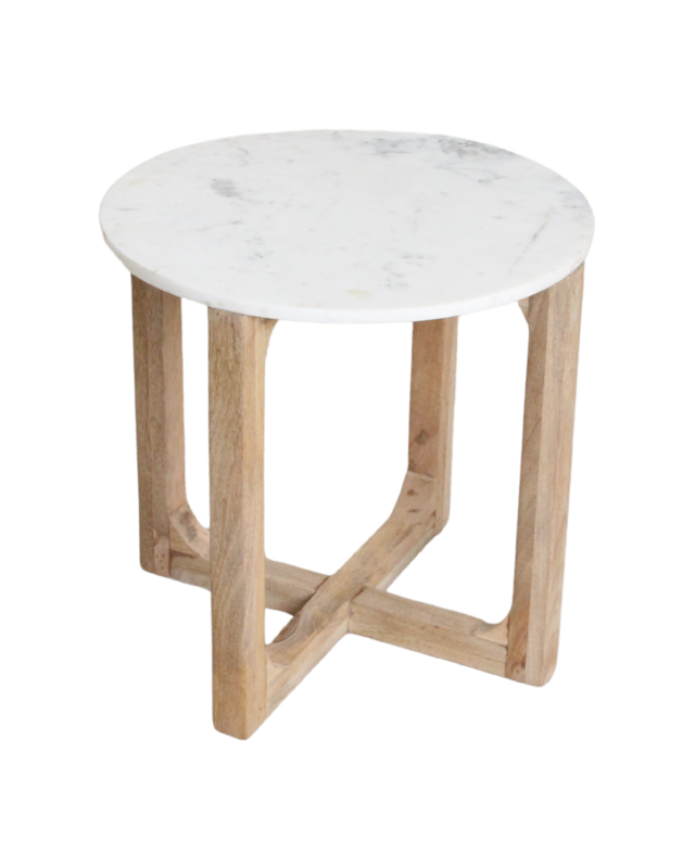 Raw Materials Amsterdam Bijzettafel | Marmer | Rond | Wit | H50 x D50 cm