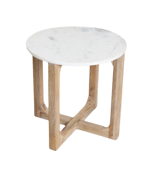 Raw Materials Amsterdam Bijzettafel | Marmer | Rond | Wit | H50 x D50 cm