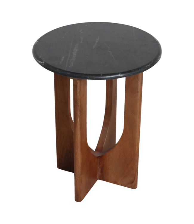 Raw Materials Amsterdam Bijzettafel Brunei | Marmer | Zwart | H50 x D40 cm