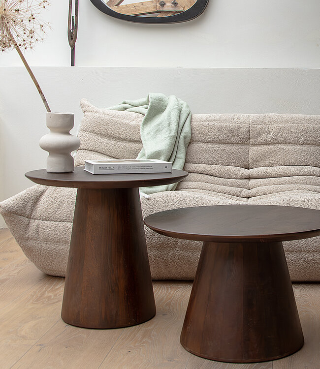 Raw Materials Amsterdam Bullnose Bijzettafel | Cone | Mangohout | H48 x D55 cm