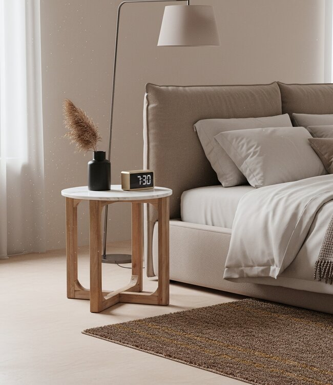 Raw Materials Amsterdam Bijzettafel | Marmer | Rond | Wit | H50 x D50 cm