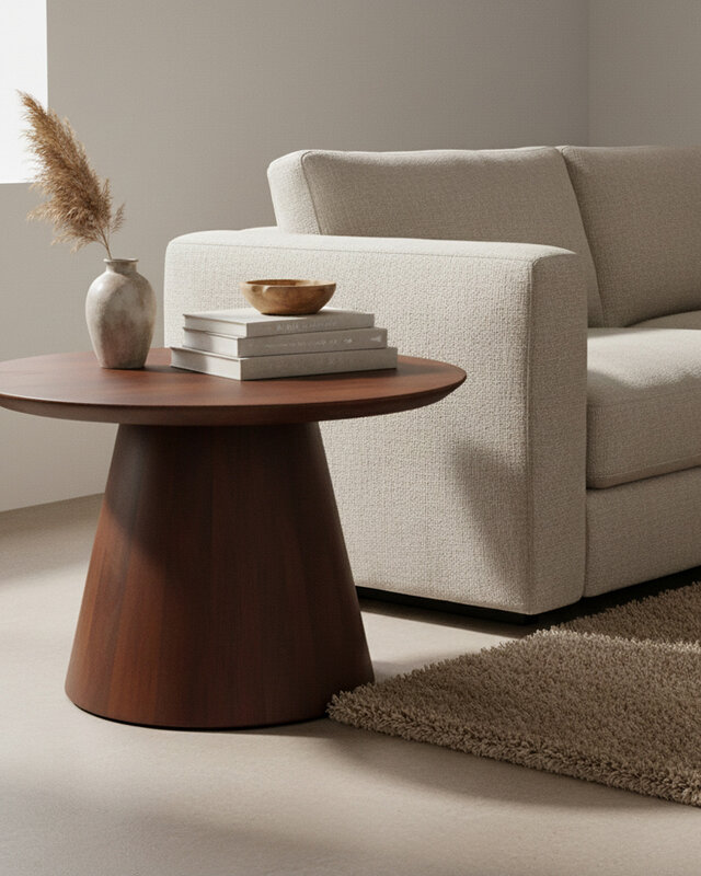 Raw Materials Amsterdam Bullnose Bijzettafel | Cone | Mangohout | H48 x D55 cm