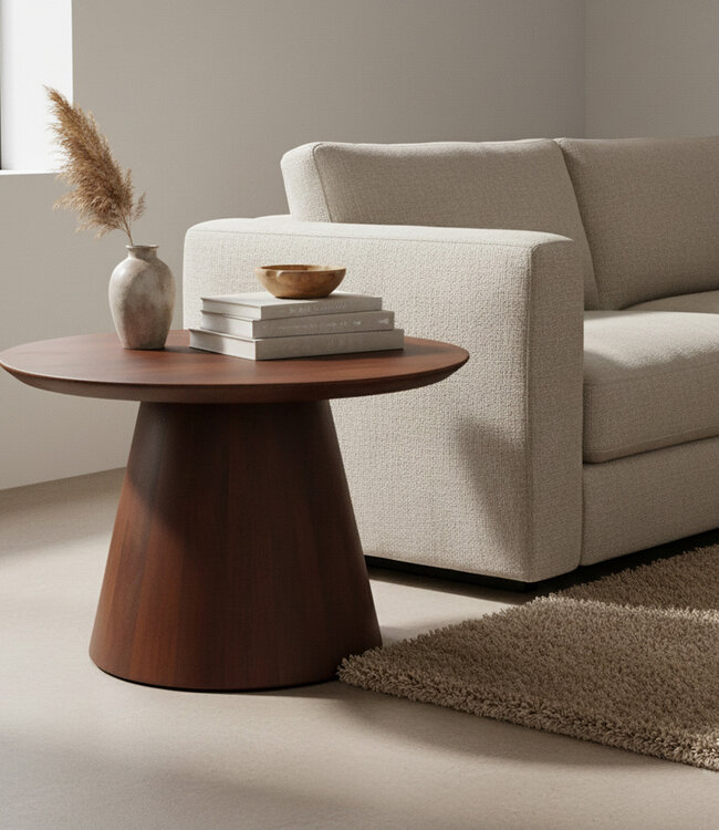 Raw Materials Amsterdam Bullnose Bijzettafel | Cone | Mangohout | H48 x D55 cm