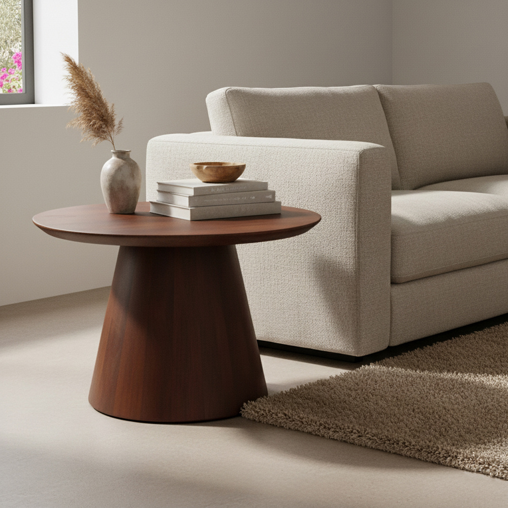 Raw Materials Amsterdam Bullnose Bijzettafel | Cone | Mangohout | H48 x D55 cm