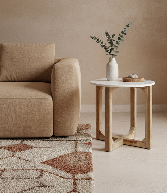 Raw Materials Amsterdam Bijzettafel | Marmer | Rond | Wit | H50 x D50 cm