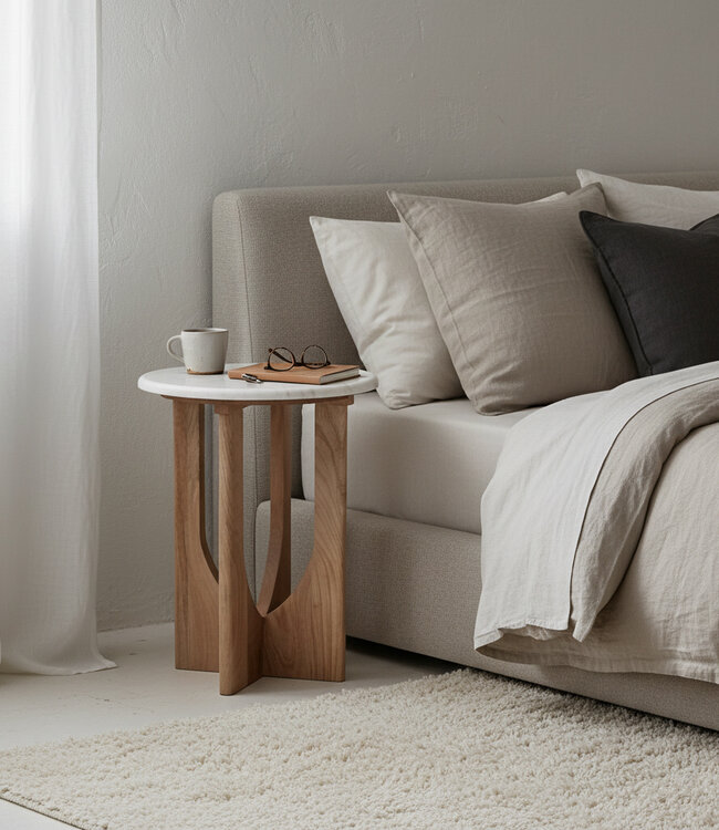 Raw Materials Amsterdam Bijzettafel Kuching | Marmer | Wit | H50 x D40 cm