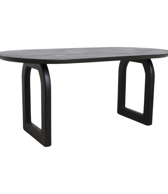 Raw Materials Amsterdam Bullnose Eettafel | Zwart | Open | H76 x B180 x D90 cm