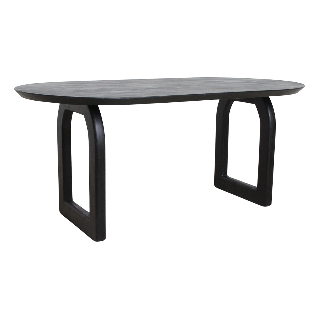 Raw Materials Amsterdam Bullnose Eettafel | Zwart | Open | H76 x B180 x D90 cm