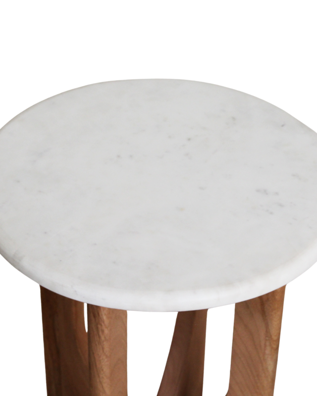 Raw Materials Amsterdam Bijzettafel Kuching | Marmer | Wit | H50 x D40 cm