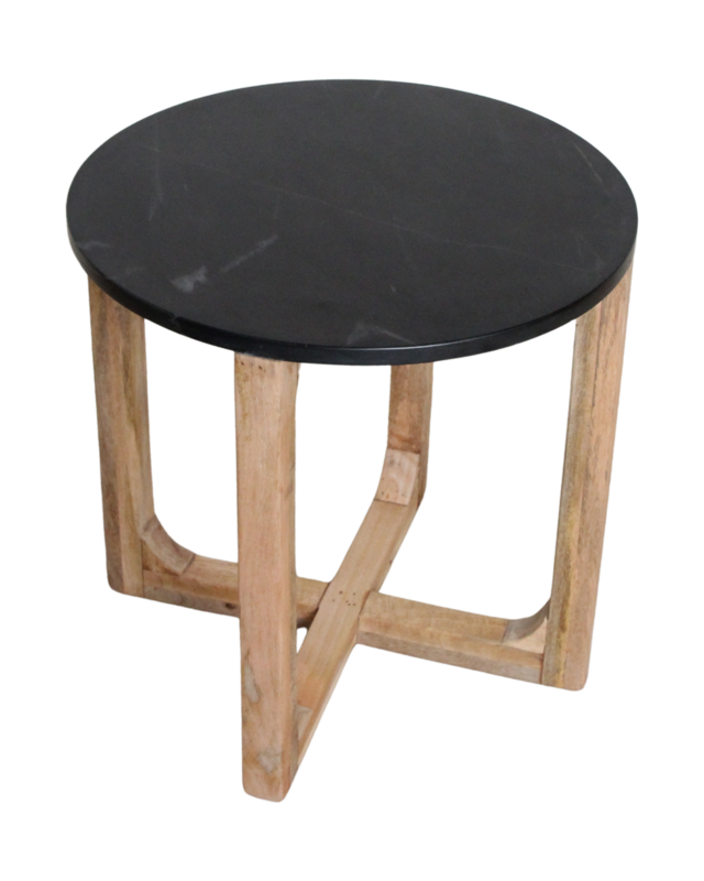 Raw Materials Amsterdam Bijzettafel | Marmer | Rond | Zwart | H50 x D40 cm