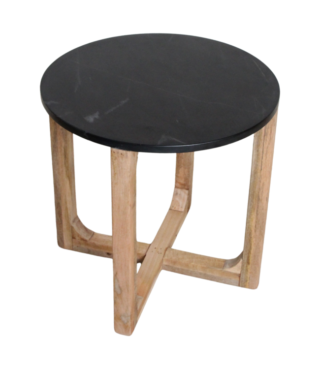 Raw Materials Amsterdam Bijzettafel | Marmer | Rond | Zwart | H50 x D40 cm