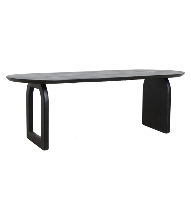 Raw Materials Amsterdam Bullnose Eettafel | Zwart | Mix | H76 x B200 x D90 cm