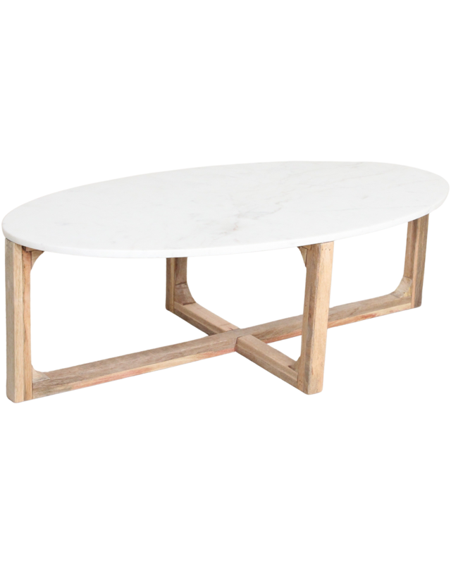 Raw Materials Amsterdam Salontafel Marmer | Ovaal | Wit | L120 x B60 x H38 cm