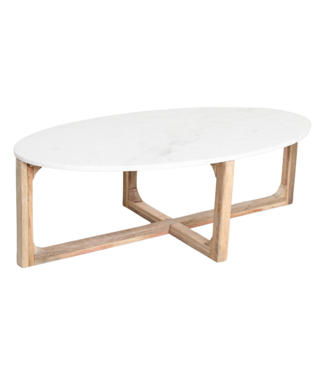 Raw Materials Amsterdam Salontafel Marmer | Ovaal | Wit | L120 x B60  x H38 cm