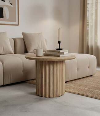 Raw Materials Amsterdam Bullnose Bijzettafel | Naturel | H40 x D55 cm